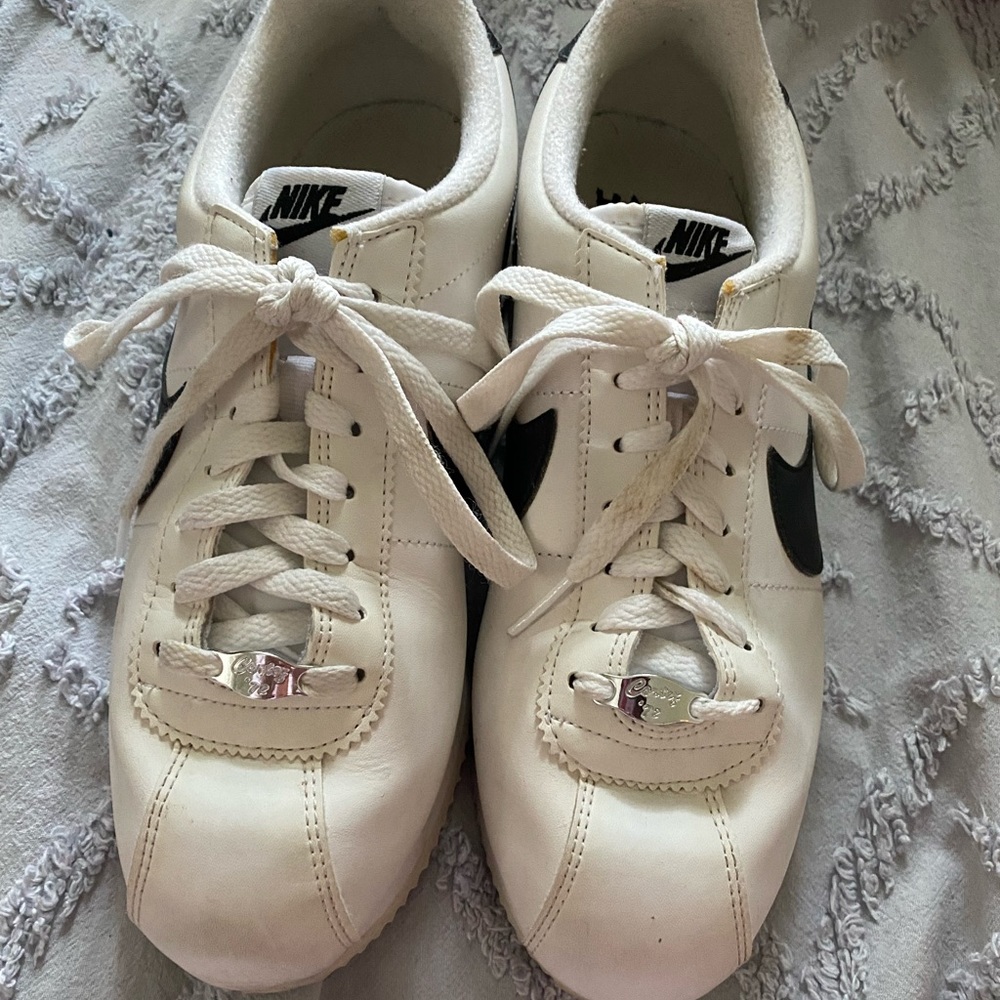Womens Nike black and white cortez shoes